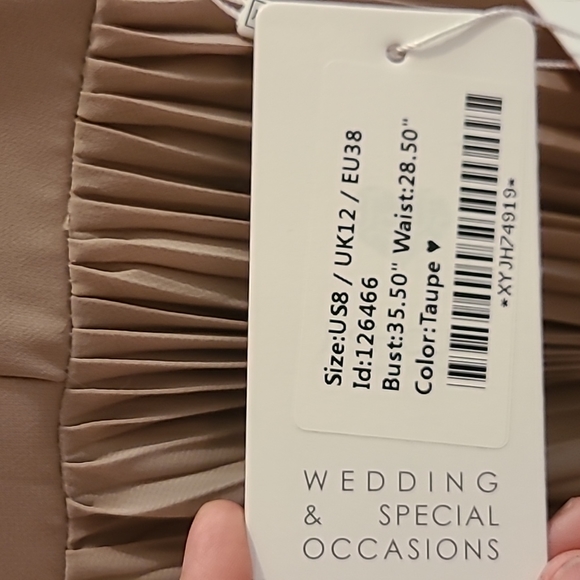 JJ'House NWOT Bridesmaid or prom dress size 8 taupe - Picture 6 of 10